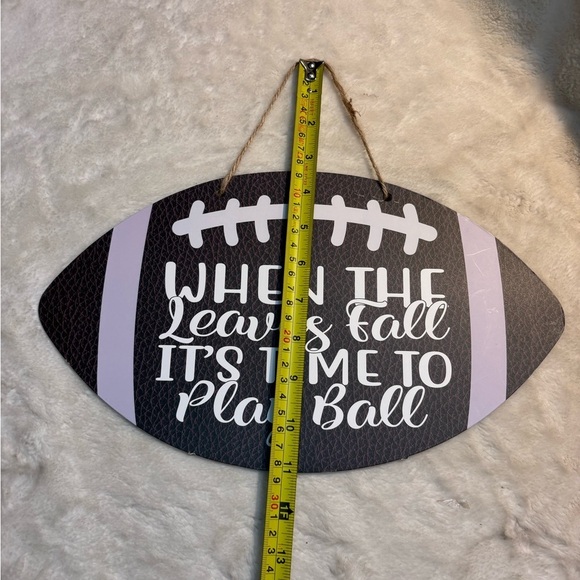 NEW Football Wall Decor Brown and White Fall Autumn Wall Hanging - Picture 4 of 4